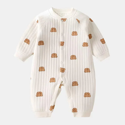 Animal Appliqué Ribbed Cotton Romper for Babies