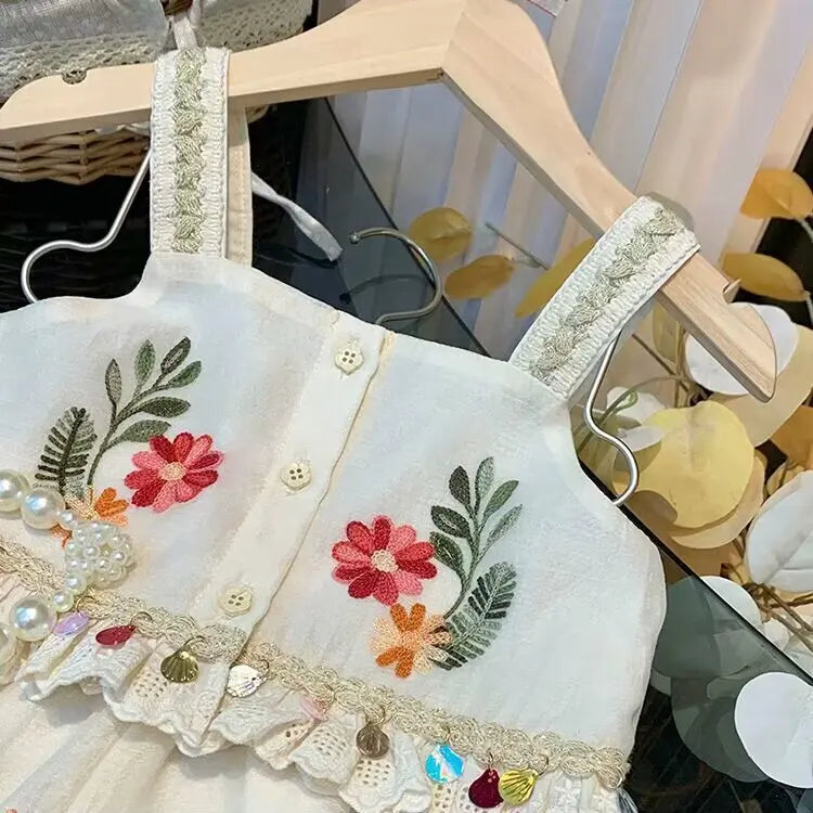 Embroidered Garden Girls’ Cami & Ruffle Shorts Set