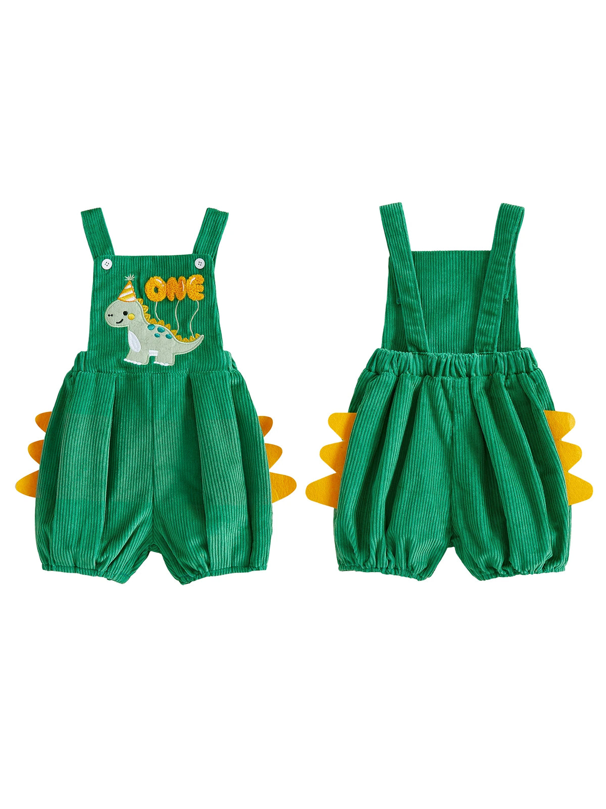 First Birthday Dino Corduroy Bubble Overall Romper for Baby Boys