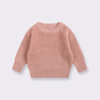 Chunky Ribbed Crewneck Cotton Sweater for Babies & Kids