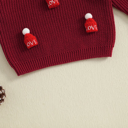 Kids Knit Sweater with 3D Beanie Detail – Cozy Crewneck Pullover (0 - 5 Years)