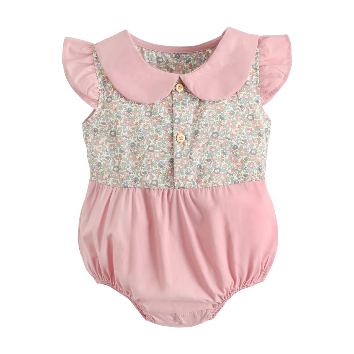 Lace-Trim Gingham Bubble Bodysuit for Baby Girls