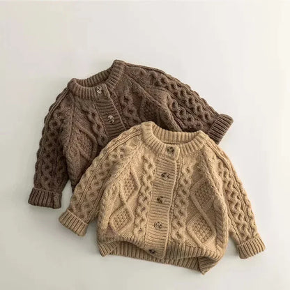 Classic Cable-Knit Cardigan – Cozy Button-Front Sweater for Kids