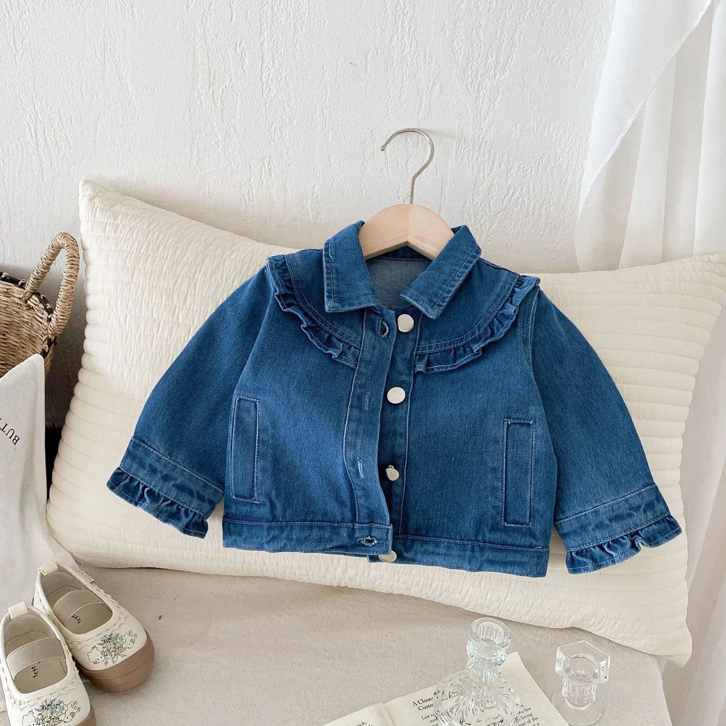 Baby Girls Ruffle Denim Jacket – Sweet Princess Style (1–6 Years)