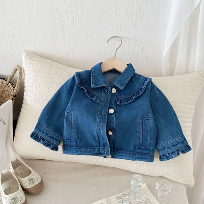Baby Girls Ruffle Denim Jacket – Sweet Princess Style (1–6 Years)