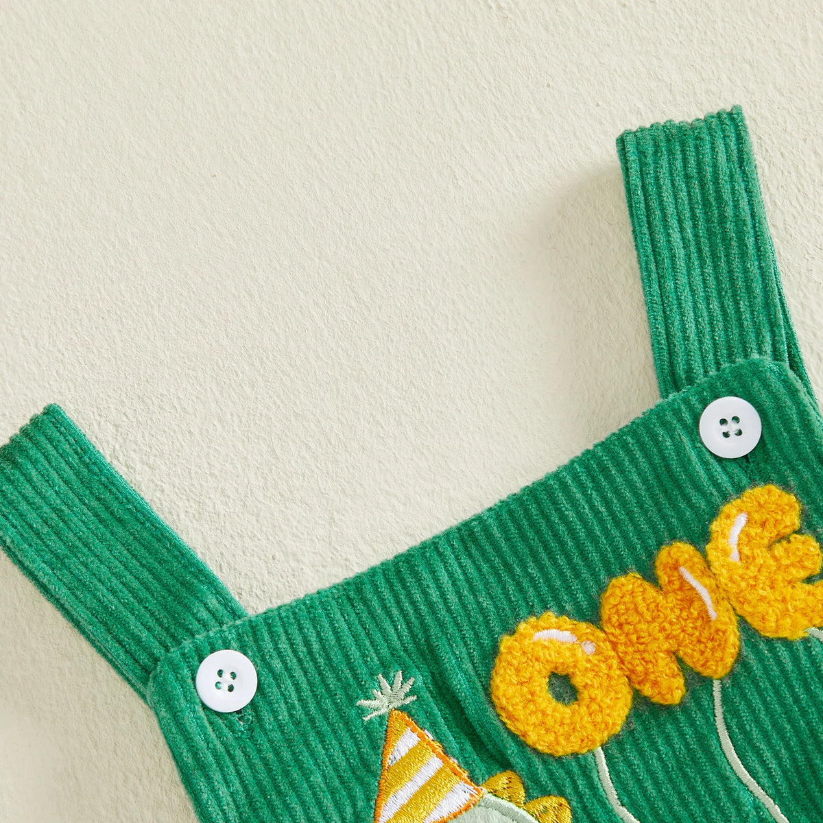 First Birthday Dino Corduroy Bubble Overall Romper for Baby Boys