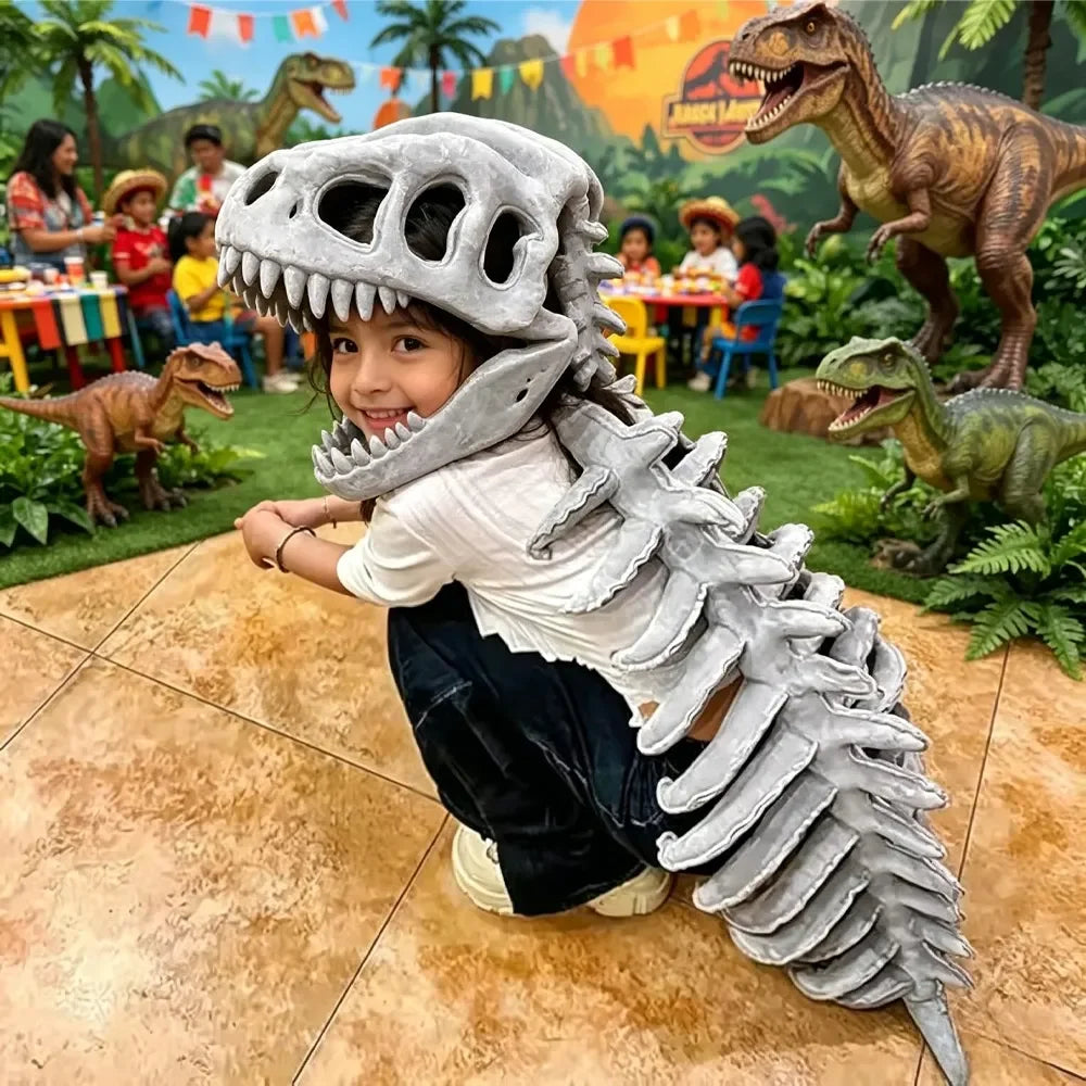 3D Dinosaur Skeleton Costume with Plush Skull & Spine
