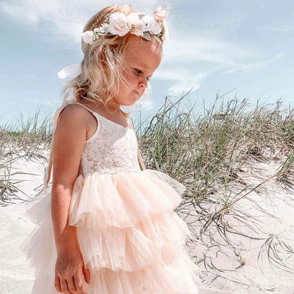 Tiered Tulle Lace Party Dress for Girls
