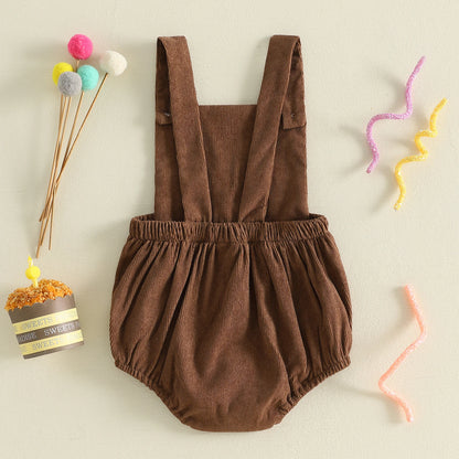 Wild One First Birthday Corduroy Overall Romper