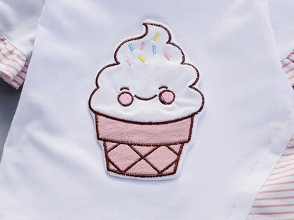 Ice Cream Ruffle Tee & Pink Shorts Set for Girls
