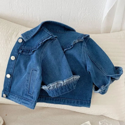 Baby Girls Ruffle Denim Jacket – Sweet Princess Style (1–6 Years)