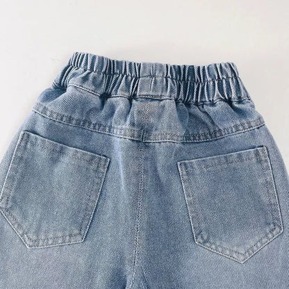 Butterfly & Bow Wide-Leg Denim Pants for Girls
