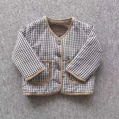 Reversible Teddy Fleece & Gingham Jacket for Kids