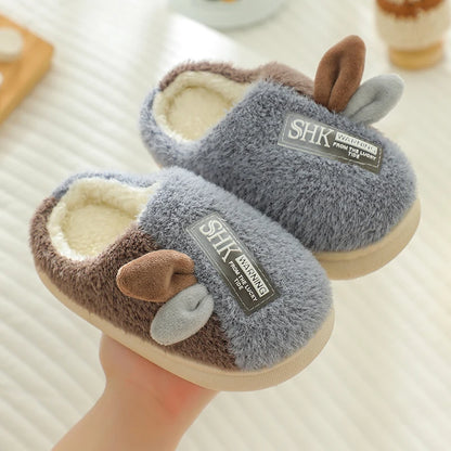 Plush Bunny Ear Kids Slippers – Warm Non-Slip Indoor Shoes for Toddlers & Kids