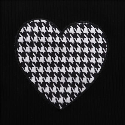 Houndstooth Heart Girls’ Top, Flare Pants & Beret Set