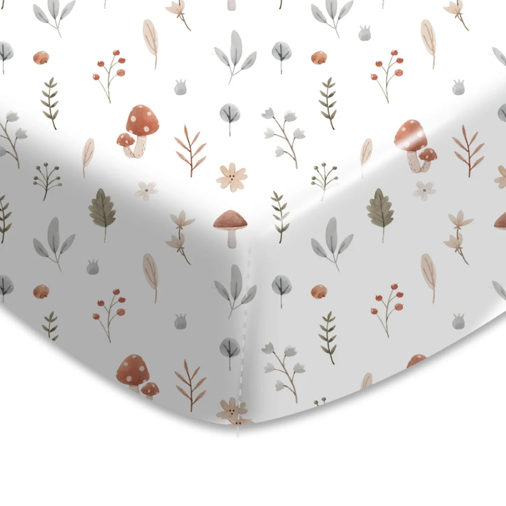 Woodland Adventure & Teddy Bear Print Fitted Crib Sheet
