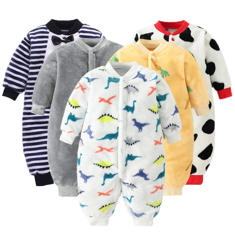 Plush Printed Fleece Romper for Babies