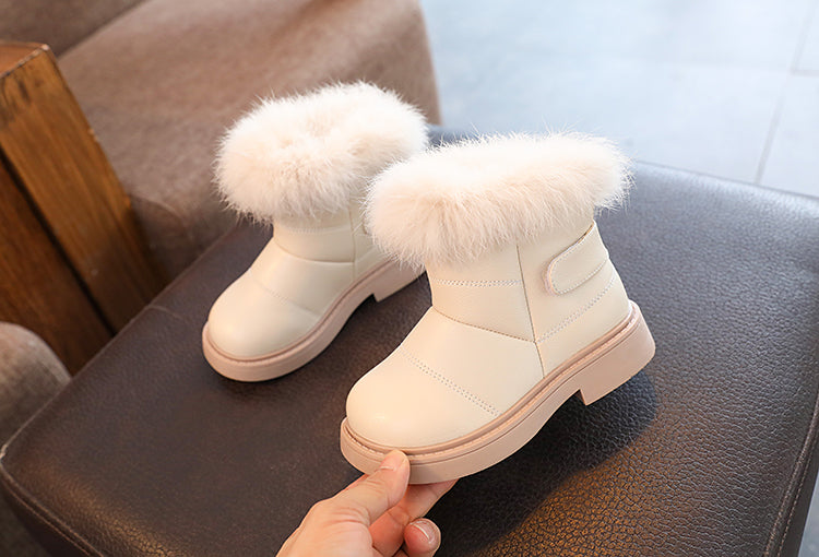 Girls' Faux Fur Trim Snow Boots – Warm Winter Ankle Boots for Toddlers & Little Girls
