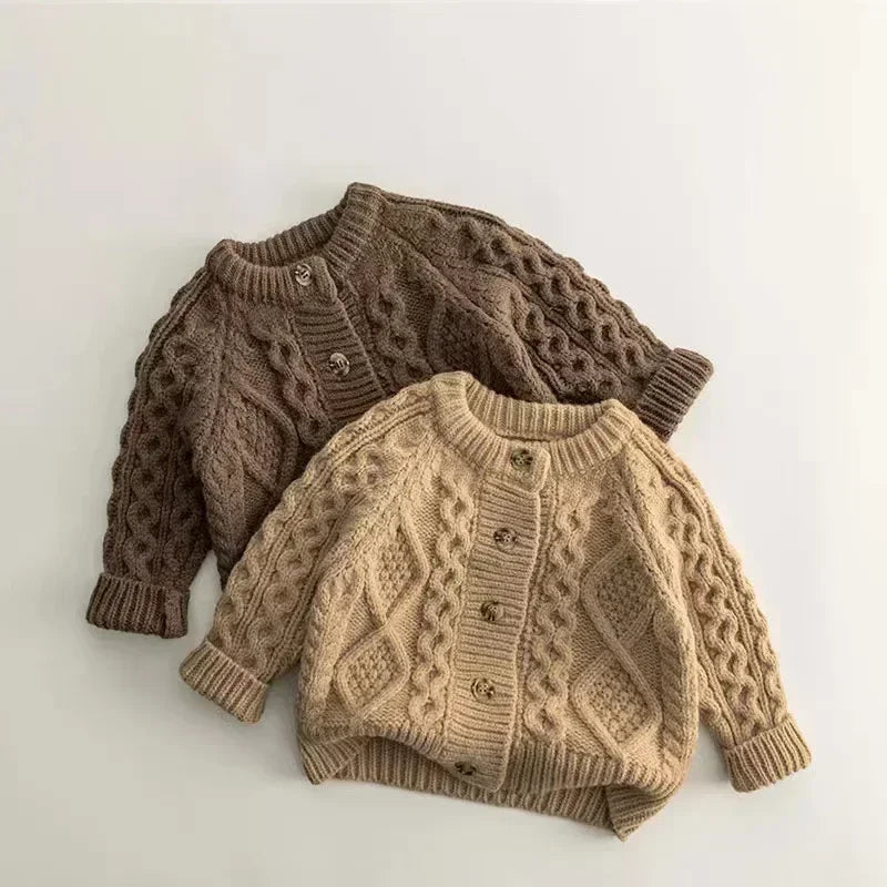 Classic Cable-Knit Cardigan – Cozy Button-Front Sweater for Kids