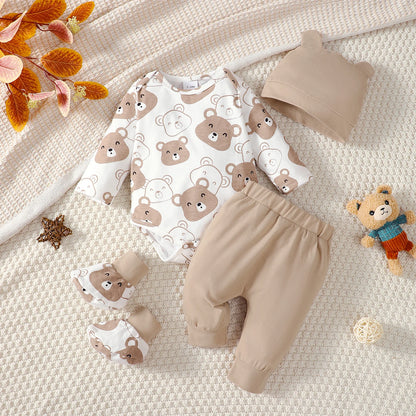 Little Bear Bodysuit, Pants, Hat & Booties 4-Piece Baby Boy Set
