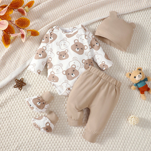 Little Bear Bodysuit, Pants, Hat & Booties 4-Piece Baby Boy Set