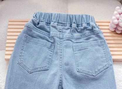 Pink Heart Elastic-Waist Jeans for Girls