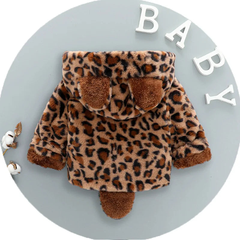 Animal Ear Plush Hooded Winter Coat for Girls