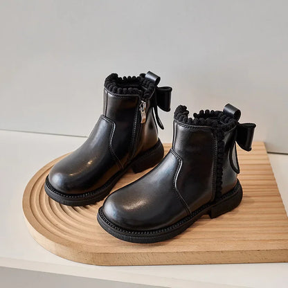 Bow-Detail Zip Ankle Boots for Kids