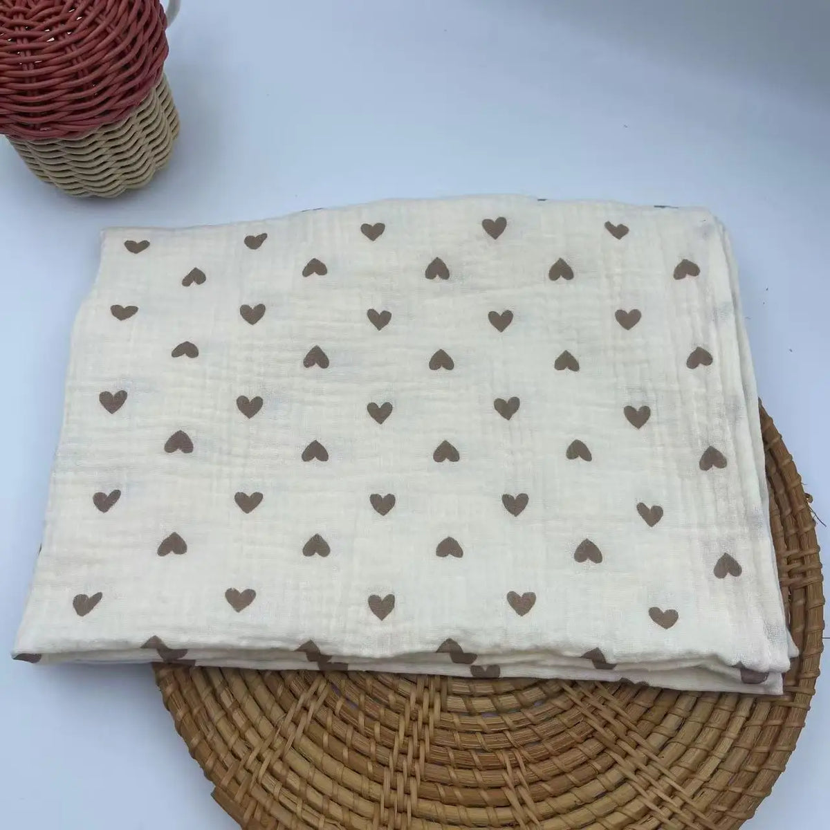 Vintage Floral & Fruit Print Cotton Muslin Baby Blanket