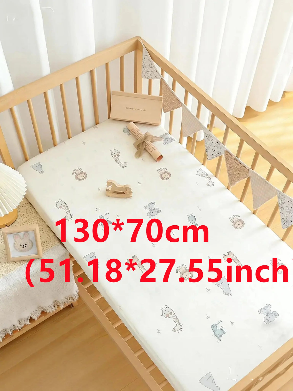 Playful Teddy Bear & Animal Print Cotton Crib Fitted Sheet