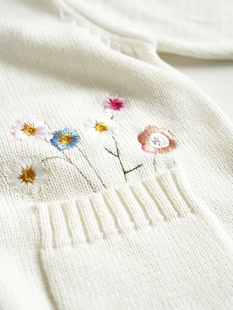 Knit Cardigan Sweater for Babies, Toddlers & Little Kids (9 Months–7 Years) – Button-Front, Embroidered Animals & Floral Details