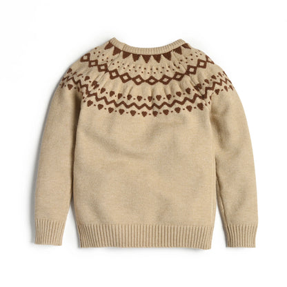 Geometric Yoke Cotton Knit Sweater for Kids