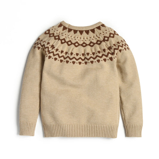 Geometric Yoke Cotton Knit Sweater for Kids