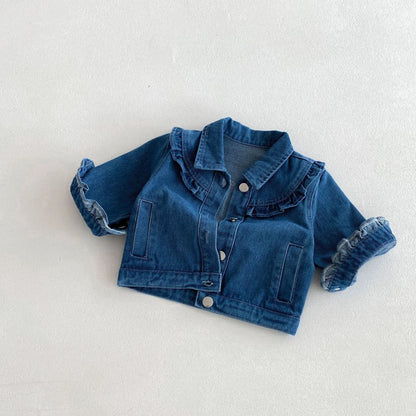 Baby Girls Ruffle Denim Jacket – Sweet Princess Style (1–6 Years)