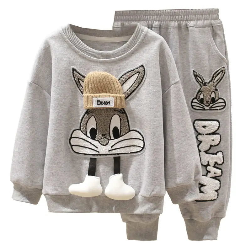 Cartoon Bunny Sweatshirt & Jogger Set for Kids – Cozy 2-Piece Outfit (Ages 2–7)