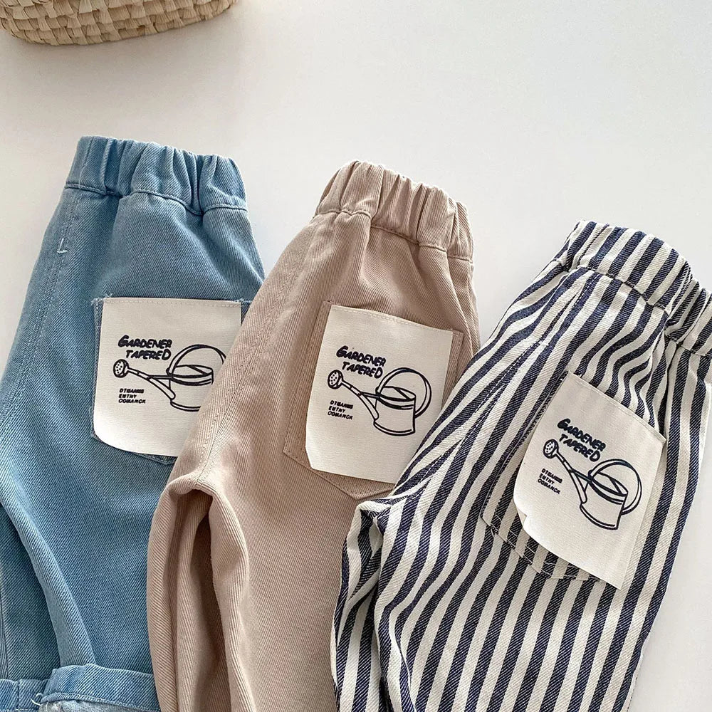 Patch-Pocket Casual Denim Pants for Babies & Kids