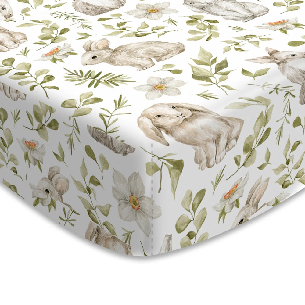 Woodland Adventure & Teddy Bear Print Fitted Crib Sheet