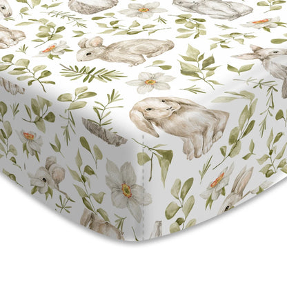 Woodland Adventure & Teddy Bear Print Fitted Crib Sheet