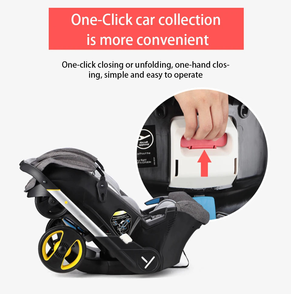 Car Seat Stroller Hybrid – 3-in-1 Infant Travel System with One-Click Wheels