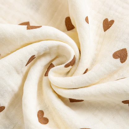 Playful Heart & Animal Print Cotton Muslin Baby Blanket