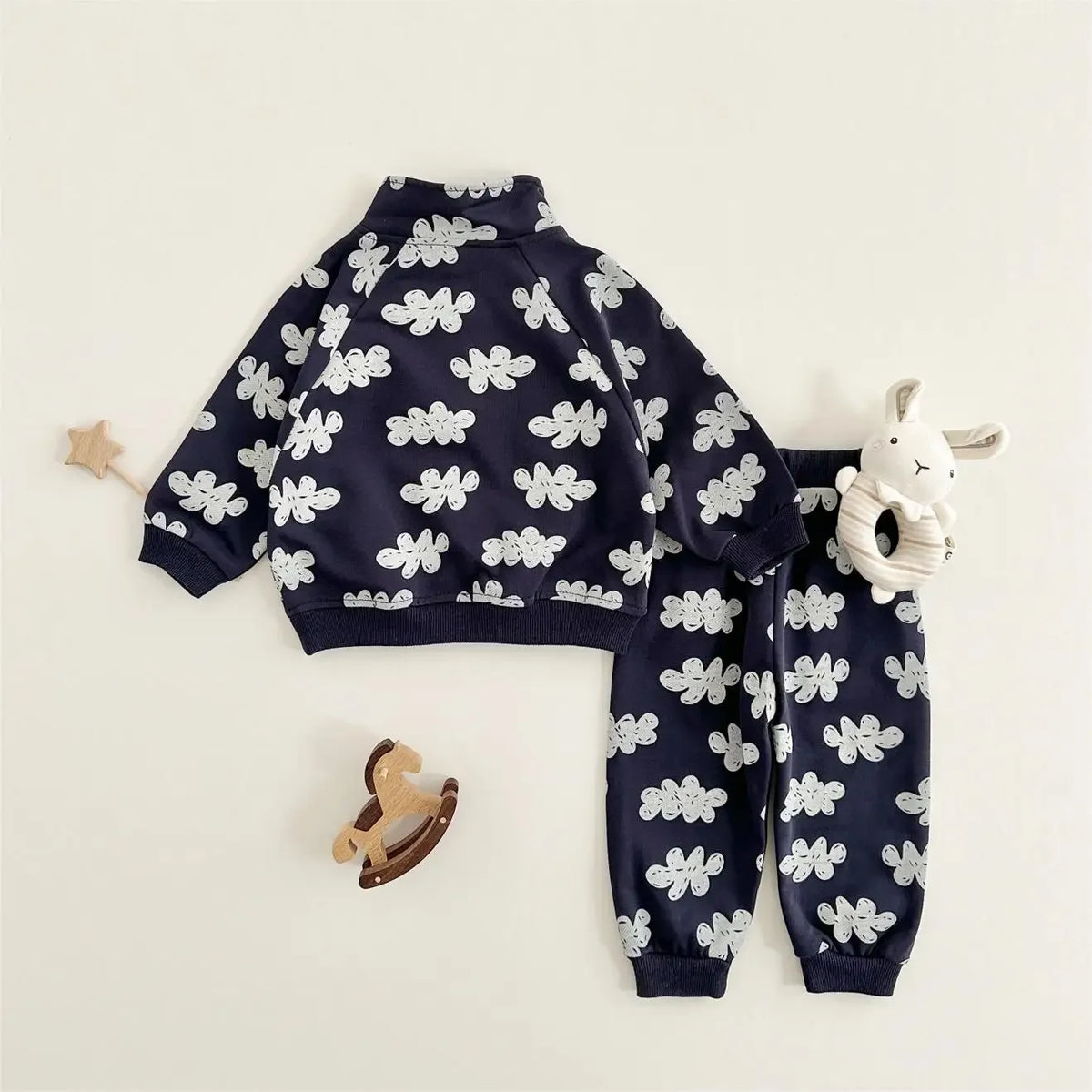 Doodle Leaf Half-Zip Sweatshirt & Jogger Set