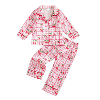 Pink Bow & Bloom Button-Down Pajama Set for Baby & Toddler Girls