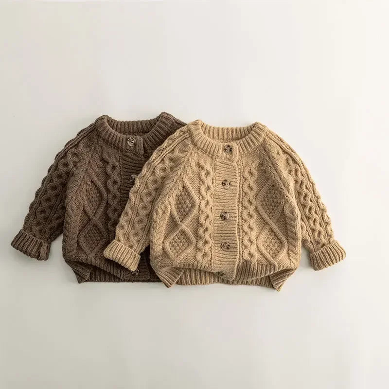 Classic Cable-Knit Cardigan – Cozy Button-Front Sweater for Kids