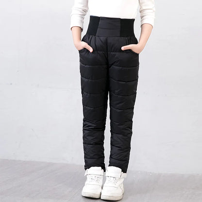 Kids High-Waist Winter Puffer Pants – Warm Waterproof Snow & Ski Trousers (Unisex)
