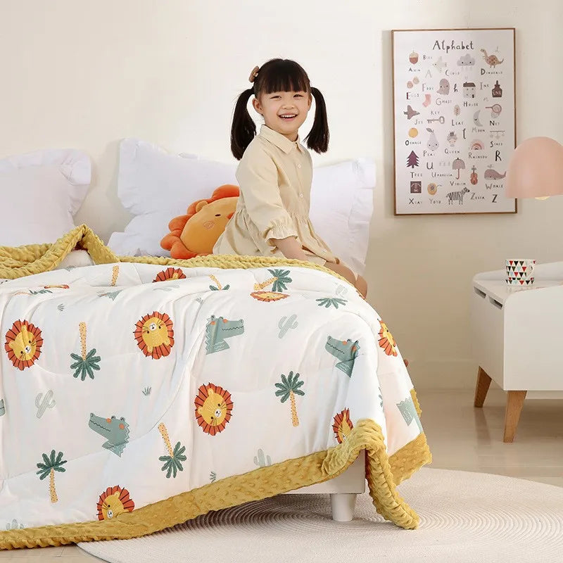 Dinosaur Print Minky Reversible Kids Blanket