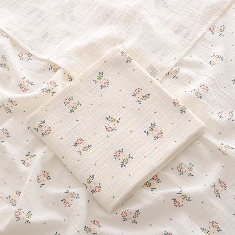 Playful Heart & Animal Print Cotton Muslin Baby Blanket