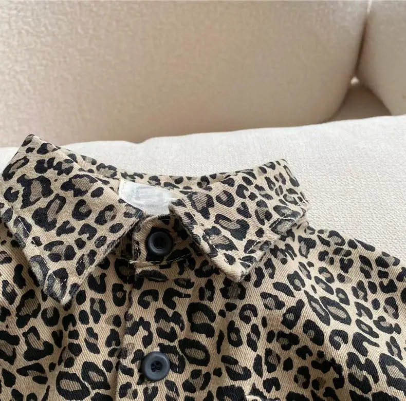 Leopard Print Button-Front Shirt for Boys
