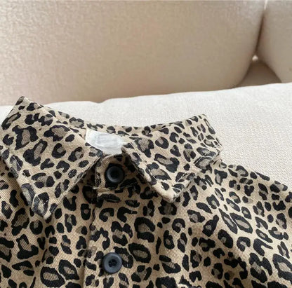 Leopard Print Button-Front Shirt for Boys