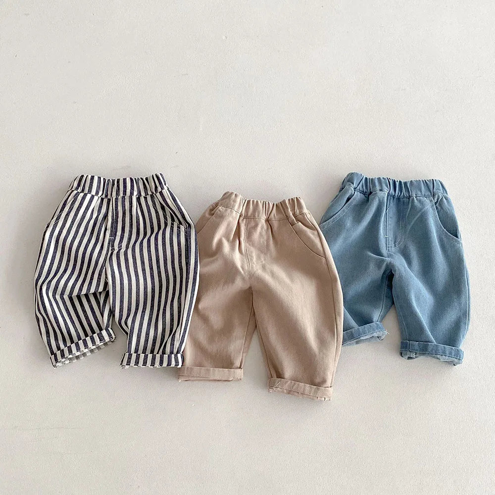 Patch-Pocket Casual Denim Pants for Babies & Kids