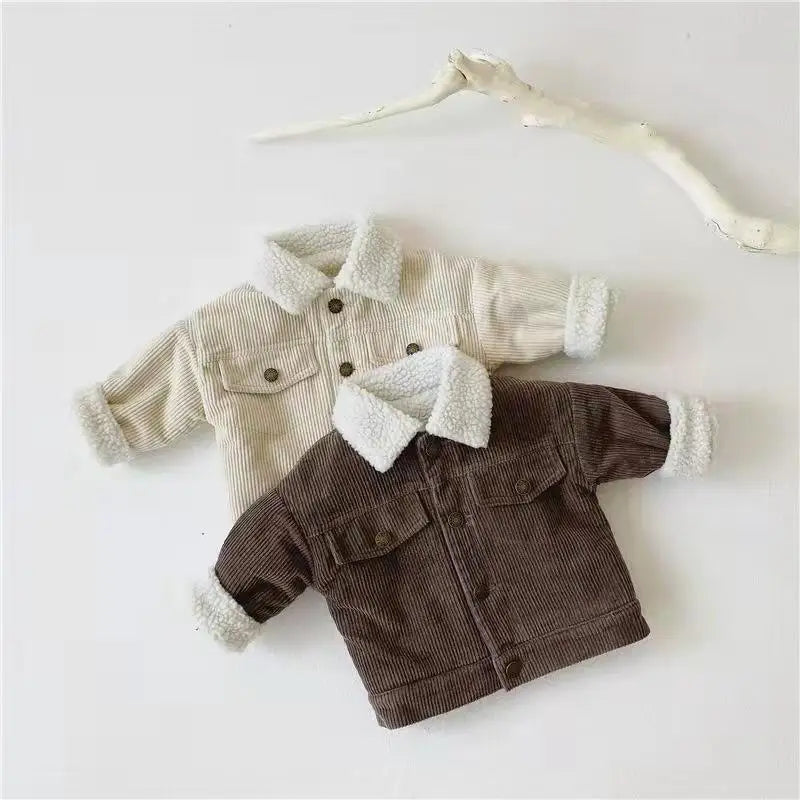 Sherpa Collar Corduroy Button Jacket for Boys